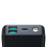 Powerbank z latarką 30W 30000mAh + kabel USB-A - USB-C 25cm czarny