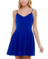 ფოტო #1 პროდუქტის Juniors' V-Neck Sleeveless Pleated Fit & Flare Dress