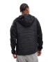 ONLY & SONS multi texture padded jacket with hood in black