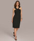 Donna Karan Women's Draped Twist-Neck Sleeveless Sheath Dress Черный, 16 - фото #5