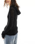 Фото #8 товара Weekday Terri sheer knitted hoodie with seam detail in black