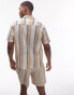 Topman short sleeve crochet stripe shirt in multi