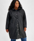 Фото #3 товара Plus Size Hooded Long-Sleeve Zip-Front Coat