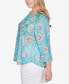 ფოტო #4 პროდუქტის Plus Size Triopical Chevron Lace Sleeve Top