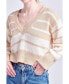 Фото #2 товара Women's V-neck Striped Sweater