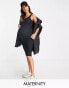 Flounce London Maternity ribbed midi dress in black Черный, 40 - фото #1