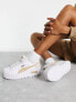 Фото #1 товара Puma Mayze Wedge trainers in white and oatmeal