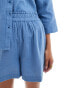 Vila linen touch short co-ord in blue