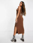 Фото #2 товара ASOS DESIGN knitted racer midi dress in brown