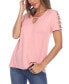 ფოტო #6 პროდუქტის Women's Keyhole Neck Cutout Short Sleeve Top