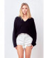 ფოტო #2 პროდუქტის Women's V-neckline Long Sleeve Sweater