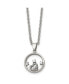 Фото #1 товара Polished Circle with CZ and Heart Pendant Cable Chain Necklace