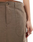 Фото #5 товара ONLY linen mix midi cargo skirt co-ord in washed brown