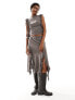 Reclaimed Vintage waterfall sleeve tank co-ord in silver