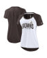 Women's White, Brown Cleveland Browns Back Slit Lightweight Fashion T-shirt