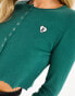 Aape by A Bathing Ape ribbed long sleeve button up crop top in green