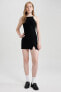 Фото #4 товара Bodycon Yırtmaçlı Siyah Askılı Mini Elbise A5177ax23sm