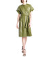 ფოტო #1 პროდუქტის Women's Faux-Leather Belted Fit & Flare Dress