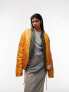 Topshop quilted liner jacket with reversible borg in orange and cream Оранжевый, XS - фото #1