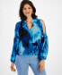 ფოტო #1 პროდუქტის Women's Crinkle Chiffon Cold-Shoulder Blouse, Created for Macy's