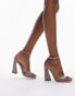 Topshop Wide Fit Fliss two part heeled sandal in blush