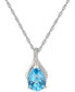 ფოტო #2 პროდუქტის Blue Topaz (1-7/8 ct. t.w.) & Diamond (1/20 ct. t.w.) 18" Pendant Necklace in 14k White Gold