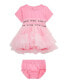 ფოტო #1 პროდუქტის Baby Girls Short Sleeve with Logo Taping Jersey Mesh Dress