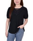 ფოტო #1 პროდუქტის Petite Size Short Puff Sleeve Top with Lace