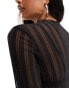 JDY high neck mesh top in black