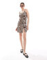 Vero Moda cami dress with split in leopard print