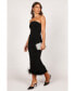 ფოტო #3 პროდუქტის Women's Clara Feather Trim Midi Dress - Black