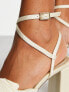 ASOS DESIGN Hitched bow detail mid block heeled sandals in ivory