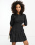 Фото #2 товара ASOS DESIGN cotton drop waist mini dress with D-ring in black