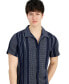 Фото #3 товара Рубашка мужская Guess с полосками GUESS men's Rhodes Textured Stripe Dobby Button Down Camp Shirt