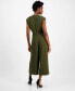 ფოტო #2 პროდუქტის Women's V-Neck Tie-Waist Pleat-Leg Jumpsuit