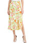 ფოტო #1 პროდუქტის Women's Floral-Print Side-Slit Side-Zip Midi Skirt