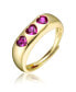 Фото #1 товара 14k Yellow Gold Plated with Amethyst Cubic Zirconia Cluster Heart Halo Promise Ring