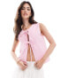 Фото #1 товара ASOS DESIGN denim tie front gilet in pink stripe