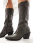 Фото #6 товара Glamorous Wide Fit western knee boots in grey