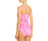 Фото #2 товара Ganni Womens Printed Ruched One Piece Swimsuit Pink Size Small / 36