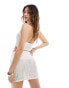 Missyempire knitted foldover mini beach skirt co-ord in white