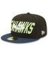 Фото #2 товара Men's Black and Navy Seattle Seahawks 2022 NFL Draft On Stage 59FIFTY Fitted Hat