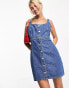 Tommy Jeans slim button through denim dress in mid wash