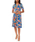 ფოტო #1 პროდუქტის Petite Floral-Print Twist-Front Midi Dress
