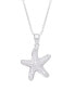 Фото #1 товара Macy's cubic Zirconia Starfish Pendant 18" Necklace in Silver Plate