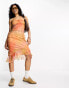 Фото #1 товара Reclaimed Vintage ruffle midi skirt in orange paisley print co ord