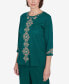 ფოტო #3 პროდუქტის Petite Emerald Isle Center Medallion Embroidered Three Quarter Sleeve Top