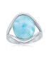 ფოტო #1 პროდუქტის Sterling Silver Oval Larimar with Open Sides Ring