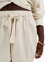 ASOS DESIGN Curve Isabel mix & match linen look beach short in neutral