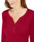 Фото #3 товара Petite 3/4-Sleeve Henley Shirt, Created for Macy's